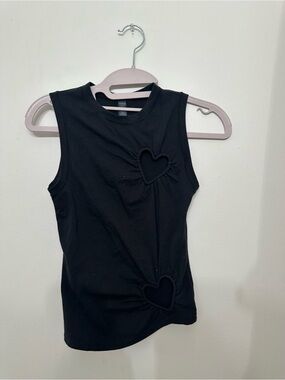 SKIMS Black Sleeveless Top with Heart Cutouts